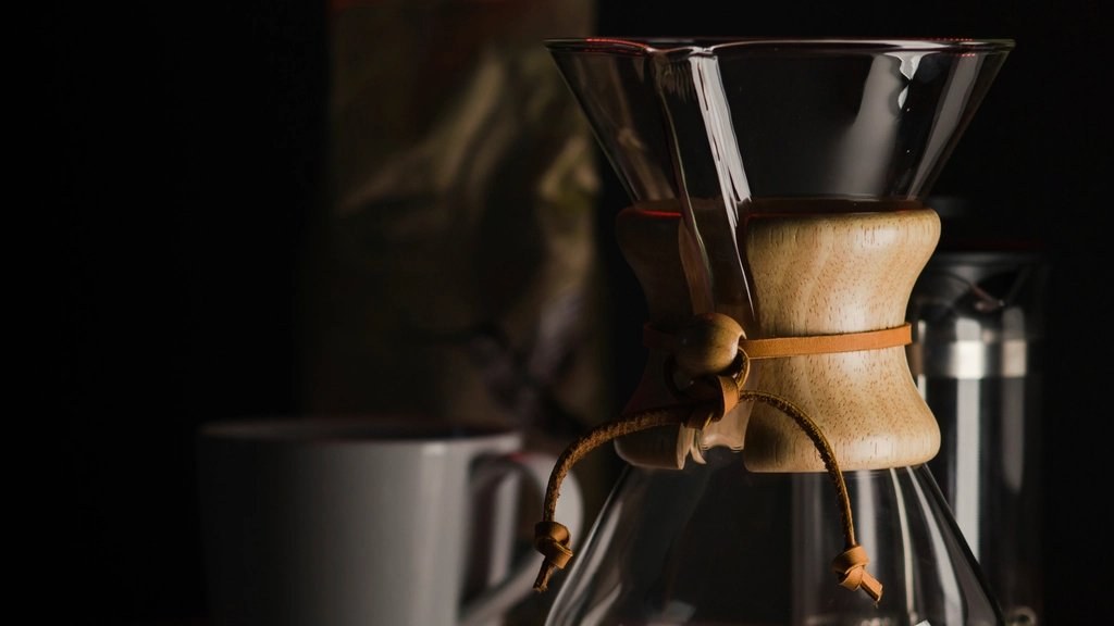 Glass pour-over coffee maker with wooden collar